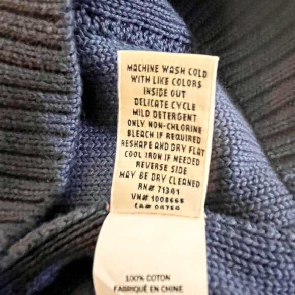 LL Bean Cable Knit Sweater Women’s Small Steel Blue100% Cotton Pullover Crewneck - Picture 6 of 9